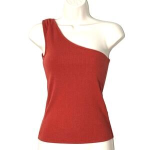 J.Crew One Shoulder Tank Top Vintage Rib Orange Rust Size XXS